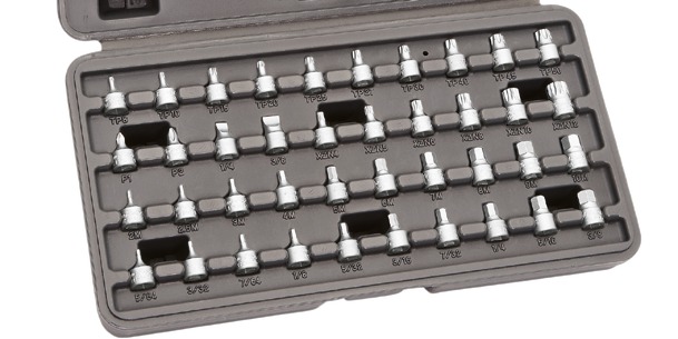 Blue-Point 1/4" Kurzer Torx-, Innensechskant- und Spline-Steckschlüsselsatz, 40-teilig - BLPBSS40 - Snap-on Werkzeug